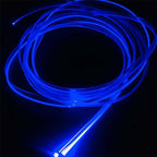 3m/9.8ft 5m/16ft Car Home LED Strip Ambient Light 2mm Plastic Optic Fiber Cable Skirt Tube Kit with 12V LED Light Source Illuminator (Blue,5m/16ft)