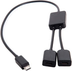 JSER Micro USB 2.0 OTG to Dual Ports Micro USB 2.0 5Pin Female Hub Cable Compatible for Laptop PC & Mouse & Flash Disk