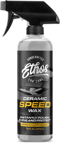 Ethos Ceramic Speed Wax – SiO2 Ceramic Coating Spray for Cars – Hydrophobic Car Wax Spray Top Coat Polish – High Gloss Shine, Ceramic Spray Wax – 12+ Month Protection