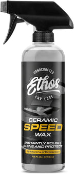 Ethos Ceramic Speed Wax – SiO2 Ceramic Coating Spray for Cars – Hydrophobic Car Wax Spray Top Coat Polish – High Gloss Shine, Ceramic Spray Wax – 12+ Month Protection