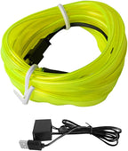 EL Wire Interior LED Strip Lights, 10FT USB Auto Neon Light With Sewing Edge, Electroluminescent Ambient Lighting Kit, Fuse Protection, Car Decoration Accessories (Ice Green)