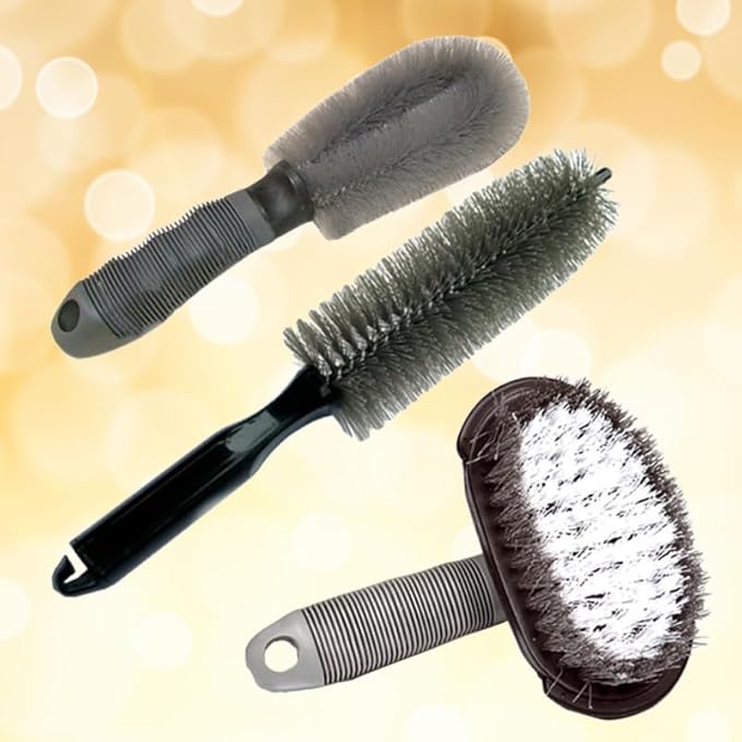 Wheel Cleaning Brush Set Multipurpose Nylon Bristle Car Wheel Rim Tire Cleaner for Cars Motorcycles Bicycles with Scratch-Free Flexible Design
