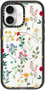 CASETiFY Impact iPhone 17 Case [Slim/Compatible with Magsafe / 8.2 ft. 4X Military Grade Drop Protection] - Spring Botanicals 2 - Clear Black