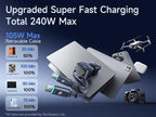 Baseus 240W Retractable Car Charger USB C Fast Charging, VR2 Max 4 in 1 Fast Car Charger with Dual Retractable USB C Cable for iPhone 17 16 15 Pro Max, Samsung Galaxy S25 Ultra, Android, iPad, MacBook