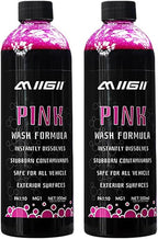 MIIGII Pre-Wash Solution Car Wash Soap - Pink Foam Car Shampoo - Powerful Formula Penetrates and Breaks Down Tree Sap, Bird Droppings & Tough Stains - Works on RVs, Trucks, Cars & More - 300ml (10oz)