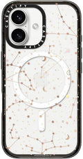 CASETiFY Impact Case for iPhone 16 [Slim / 8.2 ft. 4X Military Grade Drop Protection/Compatible with Magsafe] - Space Pattern On Clear Background - Clear Black