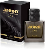 AREON Car Perfume 1.7 Fl Oz. (50ml) Glass Bottle Cologne Air Freshener for Cars, BLACK