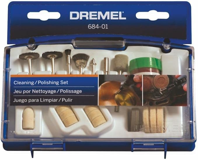 Dremel 684-01 20-Piece Cleaning & Polishing Rotary Tool Accessory Kit with Case - Includes Buffing Wheels, Polishing Bits, and Polishing Compound