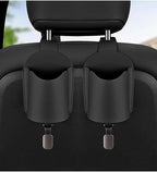 Car Seat Back Organizers Set of 2 with Leather Cup Holder and Headrest Hook, Universal Backseat Phone Mount & Storage Bag (Orange)