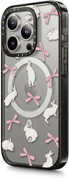 CASETiFY Impact iPhone 15 Pro Case [4X Military Grade Drop Tested / 8.2ft Drop Protection/Compatible with Magsafe] - Rabbit Ribbon - Clear Black