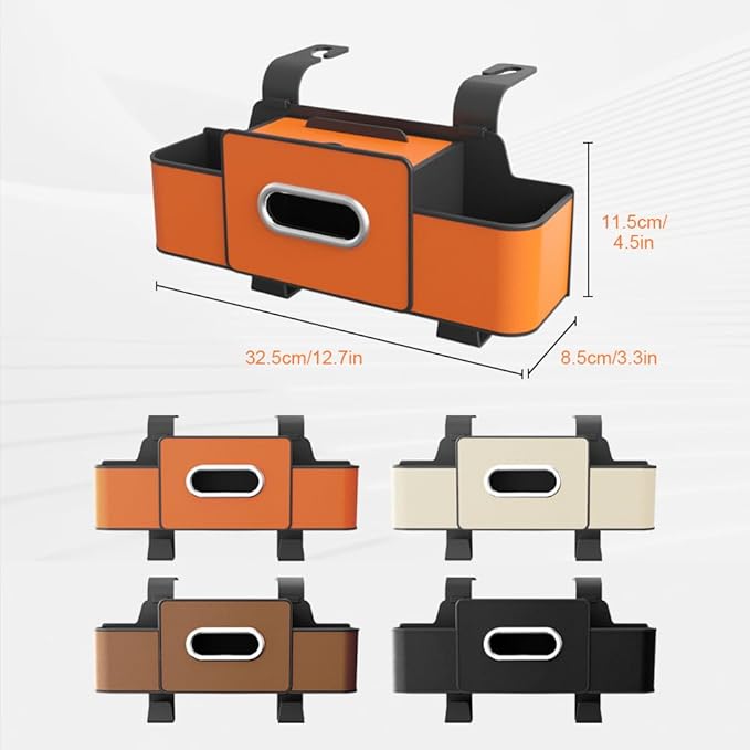 PUSKIU Car Organizer and Storage Box, Car Organizers and Storage Box for Back Seat, Car Organizer Back Seat for Daily Travel (Orange)