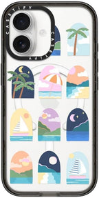 CASETiFY Impact iPhone 17 Case [Slim/Compatible with Magsafe / 8.2 ft. 4X Military Grade Drop Protection] - Beachy Vacay - Clear Black