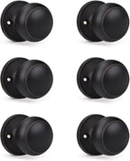 KNOBWELL 6 Pack Bronze Dummy Door Knob, Single Sided Handle for Closets, French Double Doors, and Pantry, Oil Rubbed Bronze One Side Non-Turning Interior Push/Pull Door Knob