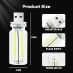 4Pcs Car USB Night Light, Touch Adjustment LED Ambient Lighting Plug in USB Automotive Night Lamps, Mini LED Bulb for Car, Camping, Holiday, Decoration, Bedroom, Party(Yellow)