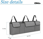 Car Trunk Organizer and Storage, Backseat Hanging Organizer for SUV, Truck, MPV, Waterproof, Collapsible Cargo Storage Bag with 4 Pockets, Car Interior Accessories (Gray)