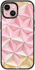 CASETiFY Impact iPhone 15 Case [Slim/Compatible with Magsafe / 8.2 ft. 4X Military Grade Drop Protection] - Origami in Pastel Pink by Coco Sato - Clear Black