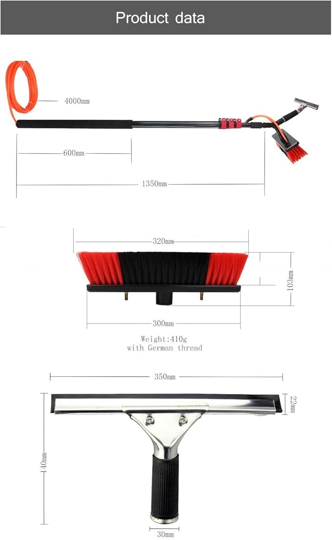Telescopic Pole Window Cleaning 30cm Brush Head Aluminum Alloy 3.6M -10.8M Telescopic Rod Extension Washing Brush Tool,3.6 M/11.8 Ft (5.4 M/17.7 Ft)