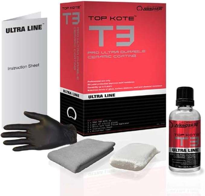 Nanoskin Ultra Line T3 Ultra Durable Ceramic Coating – 9H Ceramic Paint Coating for Car Detailing | Apply After Car Wash, Clay Bar, Car Polisher | for Cars, Trucks, Boats, RV, Motorcycles & More