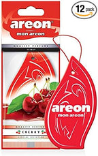 AREON MON MA26 Hanging Best Car Air Freshener Cherry Scent, Paper Hanging Ornaments, Long Lasting Scent for Car or Home 12 Pack