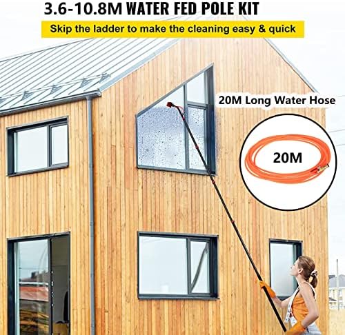 Telescopic Window Cleaning Kit: 3.6-10.8M Extendable Brush & Squeegee Water Fed Pole for Roof Glass Solar Panel Cleaning - Ideal Outdoor Cleaning Tool