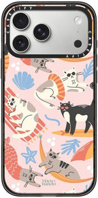 CASETiFY Impact iPhone 17 Pro Max Case [Slim/Compatible with Magsafe / 8.2 ft. 4X Military Grade Drop Protection] - Cozy Cats - Clear Black