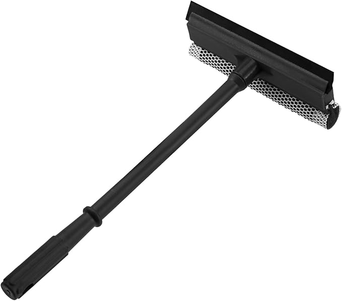 15.9" Window Squeegee for Car,2 in 1 Window Cleaner with Long Stainless Steel Handle,Sponge Car Squeegee for Gas Station, Glass,Shower,Outdoor High Window Cleaning (15.9")
