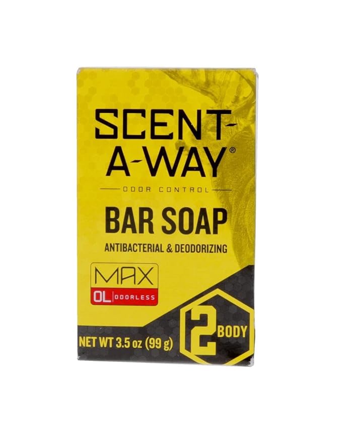 Hunters Specialties Scent-A-Way MAX Bar Body Soap - Hunting Odorless Green Soap Scent Eliminator for Hunters, Trappers, Anglers, and Campers - 3.5 Oz Bar (Pack of 2)