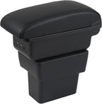 AULPHIKE Compatible with Nissan Note Armrest E-Power Car Center Console Organizer Armrests Double Layer Storage with 3 USB（Black）