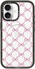 CASETiFY Impact iPhone 17 Case [Slim/Compatible with Magsafe / 8.2 ft. 4X Military Grade Drop Protection] - Entwined in Ribbon - Clear Black