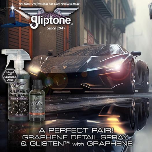 Gliptone Graphene Detail Spray, Super-Hydrophobic Graphene Oxide Coating, Extreme Gloss & Slick Finish, Durable Paint Protection, Spray & Wipe Application, Maintains Waxed or Coated Surfaces, 16 fl oz