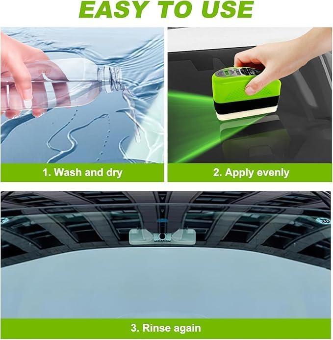 Automotive Oil Film Cleaning Brush, Car Glass Oil Film Cleaner Brush, Repellent Film for car Windows, Improves Clarity and Visibility,Universal Clear Windshield Cleaner Wipe Board (2 Pcs)
