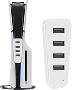 TNP 4 Port USB Hub for PS5 Slim Edition - High-Speed USB 2.0 Port Extender Adapter Accessories Expansion Hub Connector Expander for PlayStation 5 Slim ONLY, White