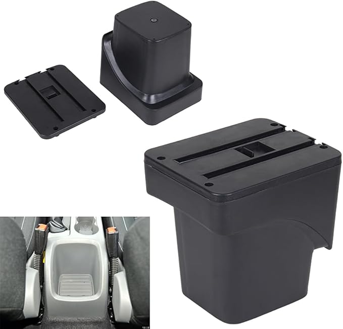 AULPHIKE Compatible with Ford Focus Armrest 2 Mk2 2005-2011 Car Center Console Organizer Armrests Double Layer Storage with USB Ports（Black Style）
