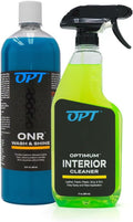 Optimum No Rinse Version 5 (32 Oz) with Optimum Interior Cleaner (17 Oz) Bundle – ONR Rinseless Car Wash with 17 oz Auto Interior Cleaning Solution for Leather, Upholstery, Carpet, and Interior Trim