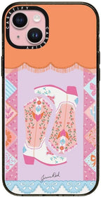 CASETiFY Impact Case for iPhone 15 Plus [8.2ft 4X Military Grade Drop Protection/Compatible with Magsafe] - Cowgirl Boots - Clear Black