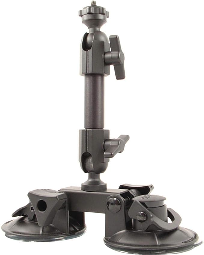 Delkin Devices Fat Gecko Dual Suction Camera Mount - Powerful Suction Cup Camera Mount for Car, Motorcycle, Desk, Window | Secure and Adjustable Action Camera Holder for Video Recording