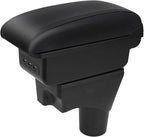 AULPHIKE Compatible with Nissan Micra March Armrest 2011-2016 Armrest Car Center Console Organizer Armrests Double Layer Storage with 3 USB（Black）