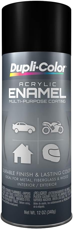 Dupli-Color DA1605 Multi-Purpose Acrylic Enamel Spray Paint - Flat Black - 12 oz. Aerosol Can