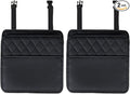 ZIMISI Car Back Seat Organizer, Waterproof Leather Automotive Backseat Hanging Bag with Cup Holders, Large Capacity Car Trash Can, Vehicle Travel Accessories for Most Vehicles (2PCS/Black)