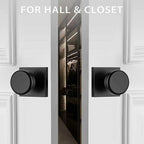 Black Door Knobs Interior, Pismo Doorknobs with Square Rosette for Closet