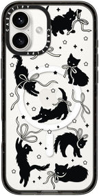 CASETiFY Impact Case for iPhone 16 Plus [8.2ft 4X Military Grade Drop Protection/Compatible with Magsafe] - Black Cat - Clear Black