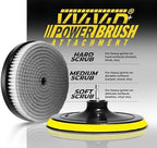 VViViD Drill Backing Plate + Power Scrub Brush Attachment, 150mm Diameter Large Surface Area, Hard Bristles for Heavy Grime on Hard Surfaces