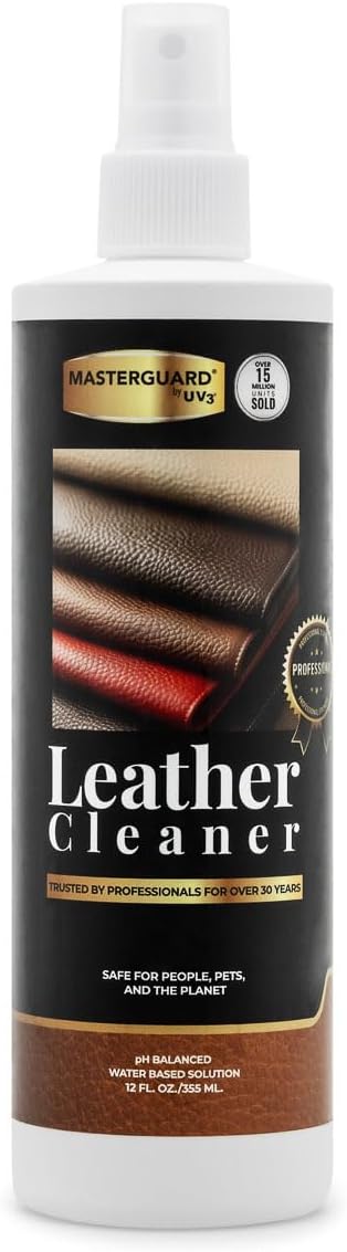 MASTERGUARD Leather Cleaner – Water-Based, Non-Toxic Spray for Furniture, Car Seats, Boots, Jackets & Purses – Cleans & Conditions Genuine & Vegan Leather – Safe for People & Pets