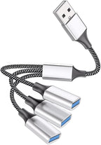 Angoily USB Power Splitter Hub 1 Male to 3 Female Multi-Port USB Cable Splitter for Laptop Car Home