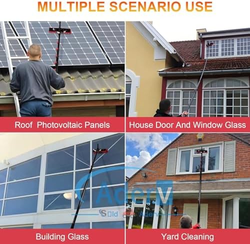 Telescopic Window Cleaning Brush Kit 3.6-10.8M Water-Fed Squeegee with Soap Dispenser Extendable Pole for Car & Home Cleaning Efficient Glass Cleaner Equipment