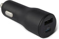 Amazon Basics Fast-Charging Car Charger, Dual-Port, 1 USB-C + 1 USB-A, 32W, Multi-Device Compatibility, Safety Features, Black