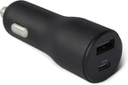 Amazon Basics Fast-Charging Car Charger, Dual-Port, 1 USB-C + 1 USB-A, 32W, Multi-Device Compatibility, Safety Features, Black