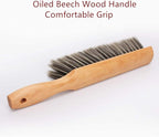 Soft Bristle Hand Brush Wooden Handle for Shop Bench Upholstery Sofa Furniture, Non-Scratch 14 Inch Long (Gray)