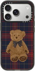 CASETiFY Impact iPhone 17 Pro Case [Slim/Compatible with Magsafe / 8.2 ft. 4X Military Grade Drop Protection] - Teddy Bear Plaid - Clear Black