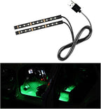 Car LED Strip Light, 24 LEDs RGB Neon Interior Atmosphere Lights, 12V Under Dash Ambient Night Light, USB Port Auto Interior Decorative Lamp, Universal Car Accessories (Green)